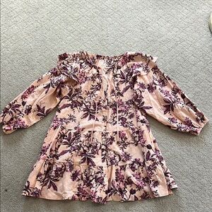 Free People Floral Pink and Purple Button Up Dress/Cover Up - Size Small